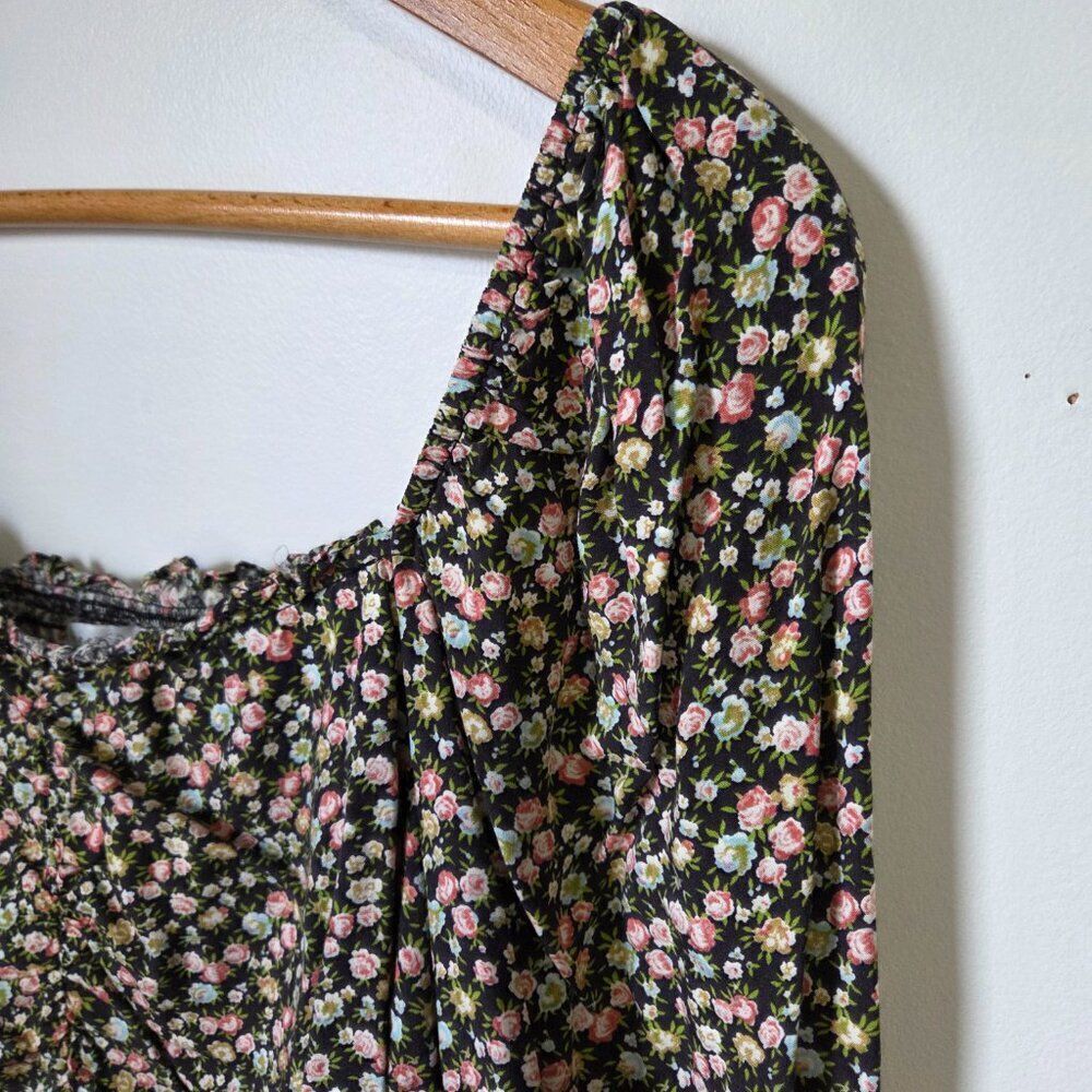 NEVER WORN DRESS FORUM RUCHED SMOCKED DITSY FLORAL BOHO TOP SIZE M - Picture 6 of 13